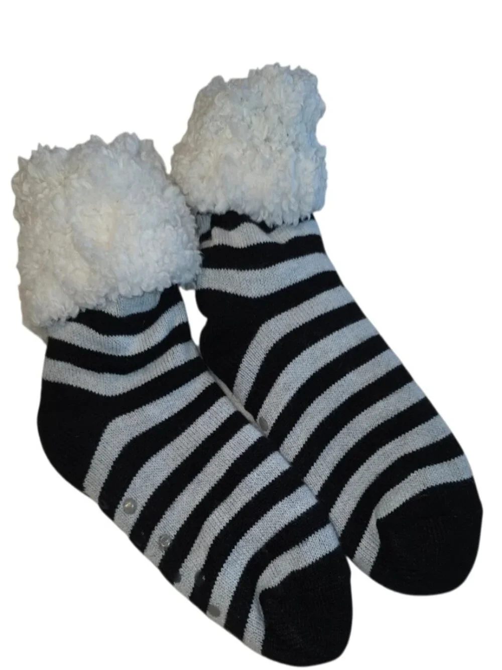 Extra Thick Striped Thermal Fleece Lined Plush Winter Socks Non Slip Cottagecore